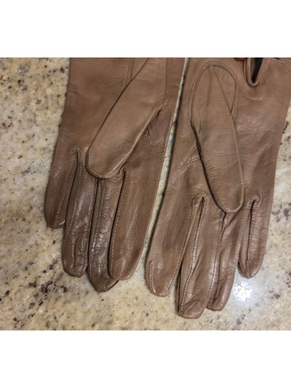 Vintage Womens Size S 6.5 Brown Soft Leather Formal Gloves Italy